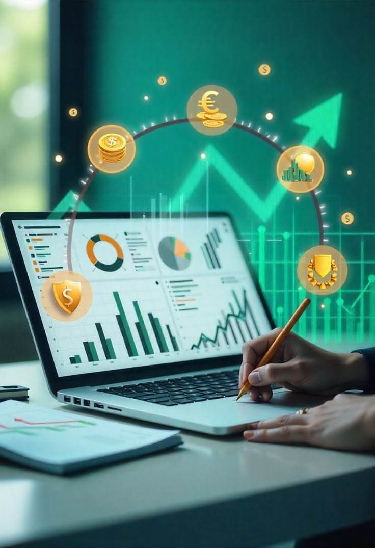 Illustration de suivi financier sur ordinateur